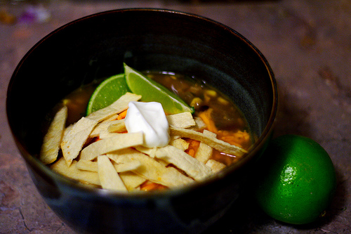 Spicy Vegetarian Tortilla Soup Recipe